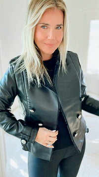 Moto Faux Leather Collar Jacket - Black-160 Jackets-ShopIrisBasic-Coastal Bloom Boutique, find the trendiest versions of the popular styles and looks Located in Indialantic, FL