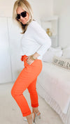 Spring Italian Jogger Pant - Orange-180 Joggers-Yolly-Coastal Bloom Boutique, find the trendiest versions of the popular styles and looks Located in Indialantic, FL