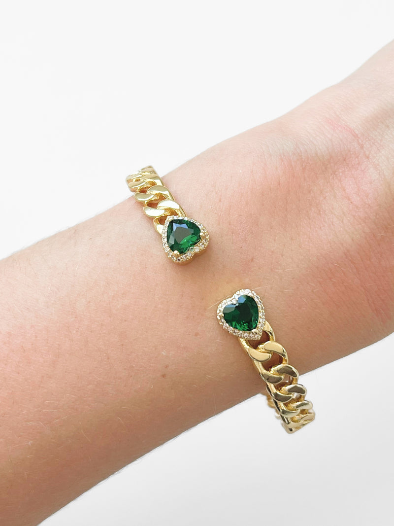 Double Heart Bracelet - Emerald-230 Jewelry-NYC-Coastal Bloom Boutique, find the trendiest versions of the popular styles and looks Located in Indialantic, FL