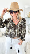 Cotton Safari Cuff Sleeve Crop Top-130 Long Sleeve Tops-Venti6-Coastal Bloom Boutique, find the trendiest versions of the popular styles and looks Located in Indialantic, FL