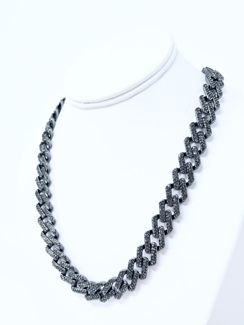 Gunmetal Black CZ Cuban Necklace-230 Jewelry-Darling-Coastal Bloom Boutique, find the trendiest versions of the popular styles and looks Located in Indialantic, FL