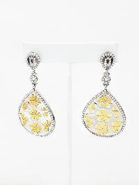 Flower Two Tone Teardrop Earrings-230 Jewelry-Italian Ice-Coastal Bloom Boutique, find the trendiest versions of the popular styles and looks Located in Indialantic, FL