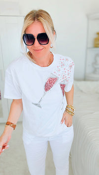Sequin Bubbly Tee - White-120 Graphic-Why Dress-Coastal Bloom Boutique, find the trendiest versions of the popular styles and looks Located in Indialantic, FL