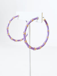 Large Bamboo Hoop Earrings - Lavender-230 Jewelry-Golden Stella-Coastal Bloom Boutique, find the trendiest versions of the popular styles and looks Located in Indialantic, FL