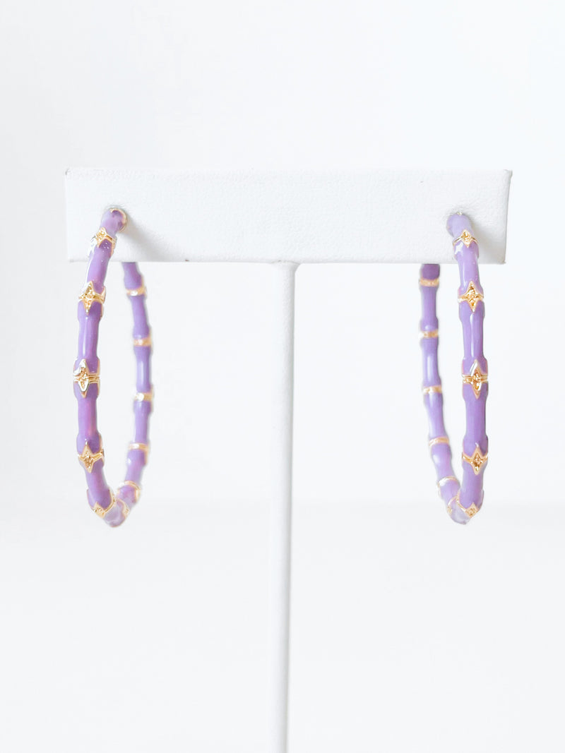 Large Bamboo Hoop Earrings - Lavender-230 Jewelry-Golden Stella-Coastal Bloom Boutique, find the trendiest versions of the popular styles and looks Located in Indialantic, FL