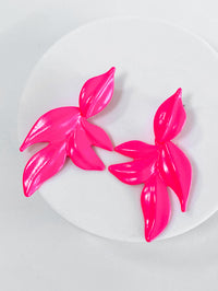 Enamel Leaf Earrings - Neon Pink-230 Jewelry-Golden Stella-Coastal Bloom Boutique, find the trendiest versions of the popular styles and looks Located in Indialantic, FL