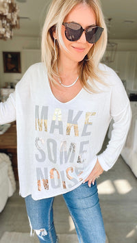 Make Some Noise Knit-White-130 Long Sleeve Tops-Venti6 Outlet-Coastal Bloom Boutique, find the trendiest versions of the popular styles and looks Located in Indialantic, FL