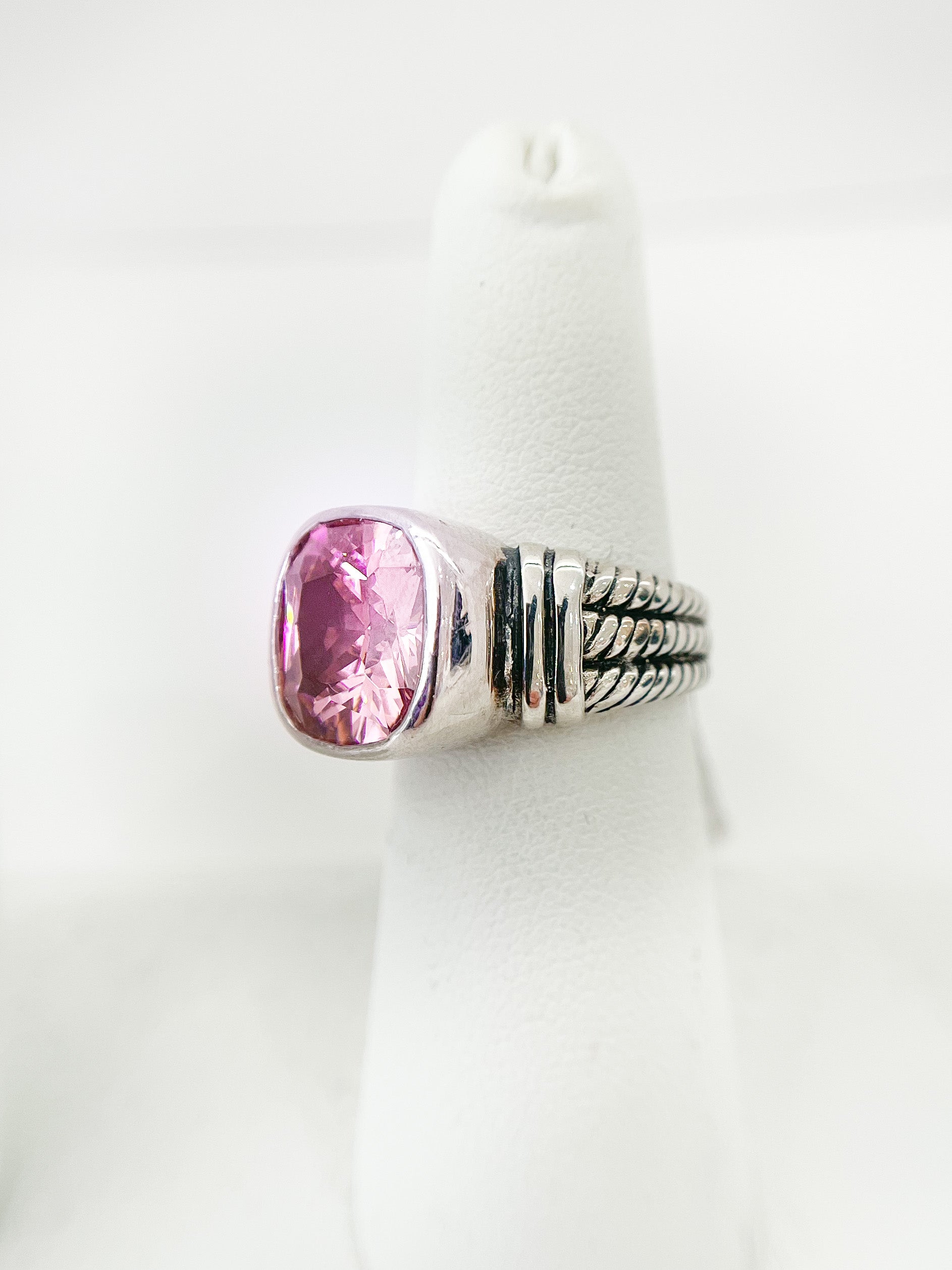 Sterling Silver Pink Triple Cable Twist Ring-230 Jewelry-Oriental Treasure-Coastal Bloom Boutique, find the trendiest versions of the popular styles and looks Located in Indialantic, FL