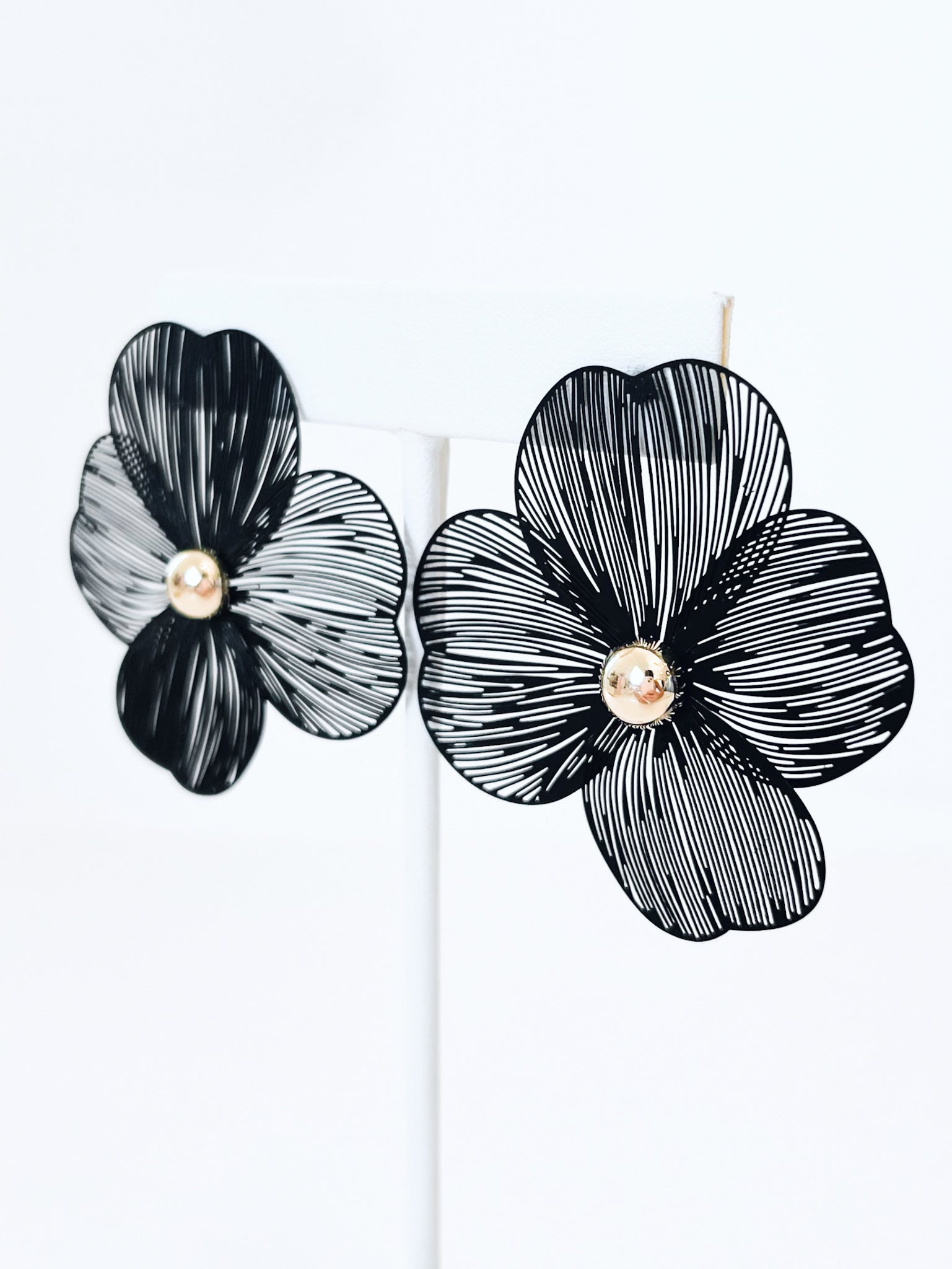 Statement Flower Earrings - Black-230 Jewelry-Golden Stella/WONA-Coastal Bloom Boutique, find the trendiest versions of the popular styles and looks Located in Indialantic, FL