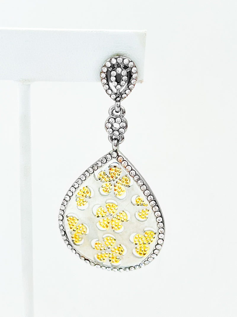 Flower Two Tone Teardrop Earrings-230 Jewelry-Italian Ice-Coastal Bloom Boutique, find the trendiest versions of the popular styles and looks Located in Indialantic, FL