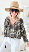 Cotton Safari Cuff Sleeve Crop Top-130 Long Sleeve Tops-Venti6-Coastal Bloom Boutique, find the trendiest versions of the popular styles and looks Located in Indialantic, FL