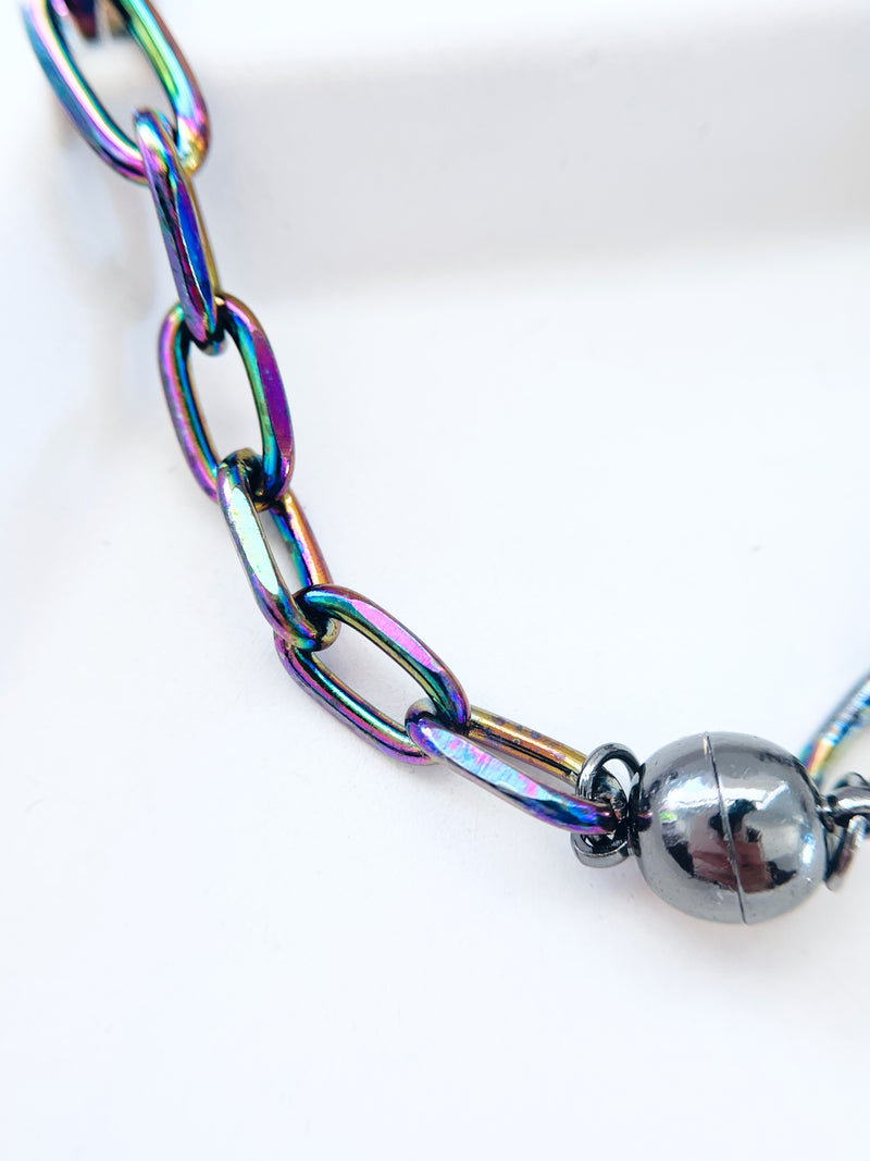 CB Oil Spill Magnetic Paperclip Necklace-230 Jewelry-AF Designs-Coastal Bloom Boutique, find the trendiest versions of the popular styles and looks Located in Indialantic, FL