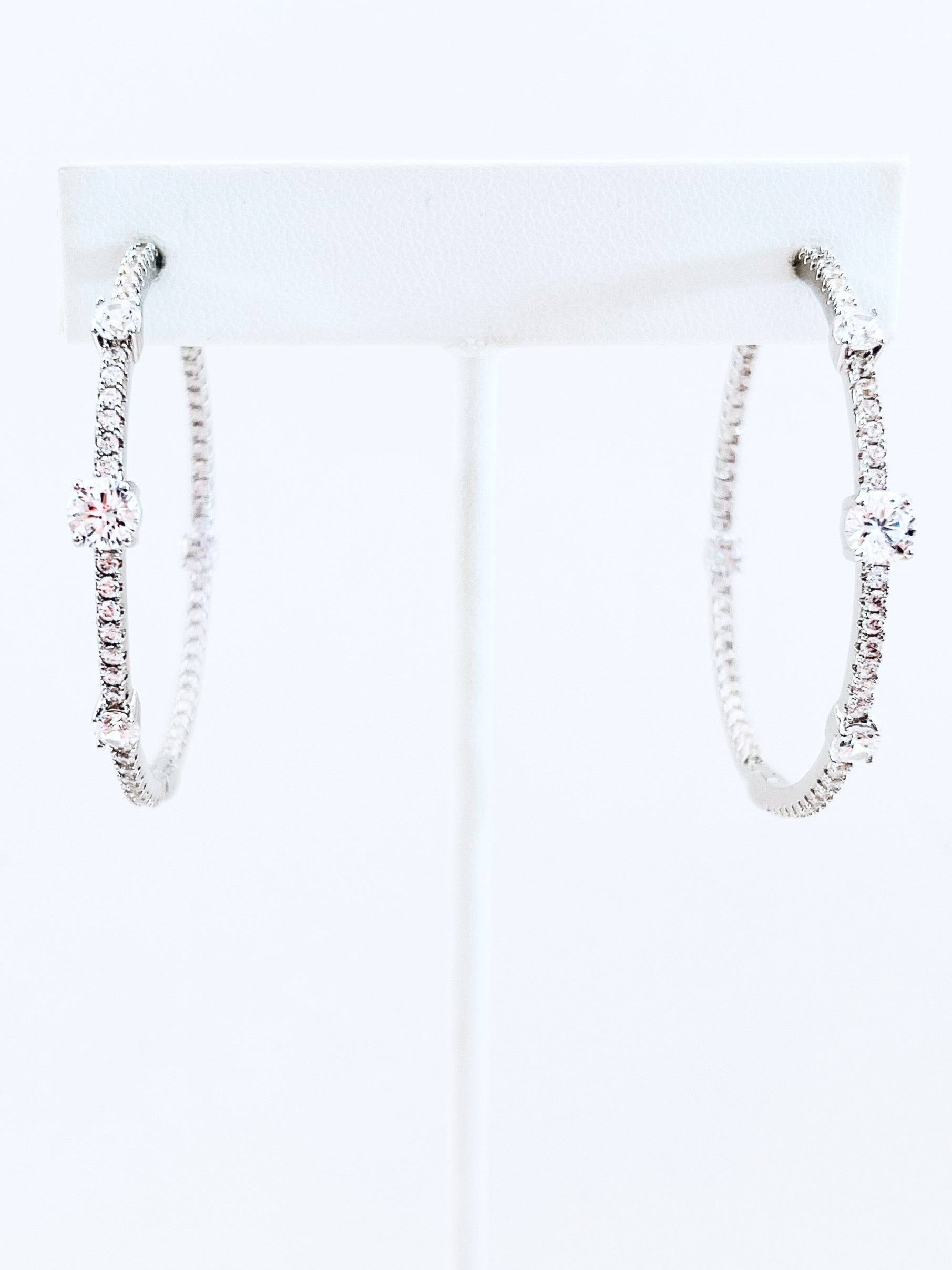 CZ Station Eternity Hoop Earring-230 Jewelry-NYC-Coastal Bloom Boutique, find the trendiest versions of the popular styles and looks Located in Indialantic, FL