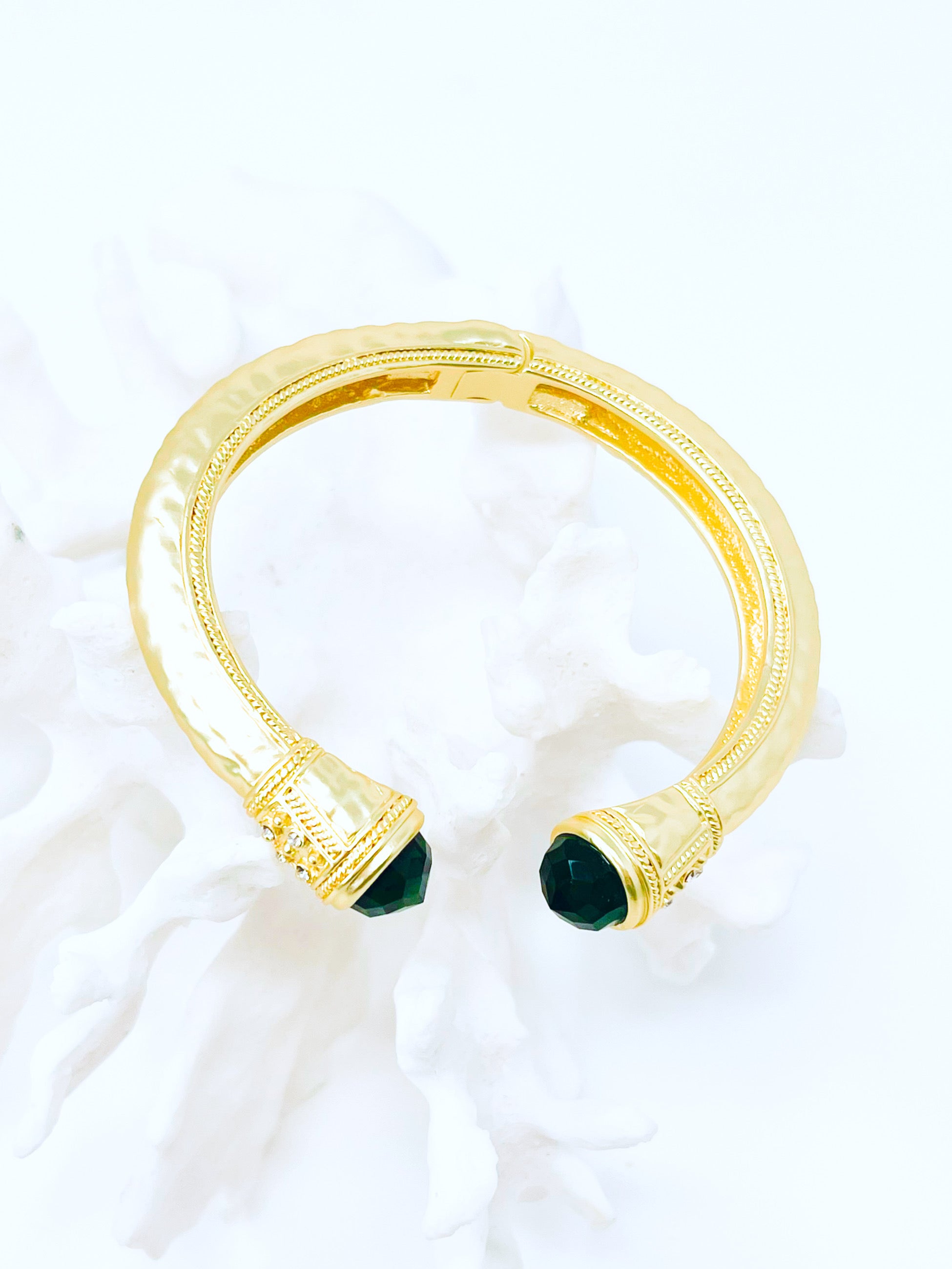 Gold Chunky Elegant Bracelet - Emerald-230 Jewelry-NYC / Golden Stella-Coastal Bloom Boutique, find the trendiest versions of the popular styles and looks Located in Indialantic, FL