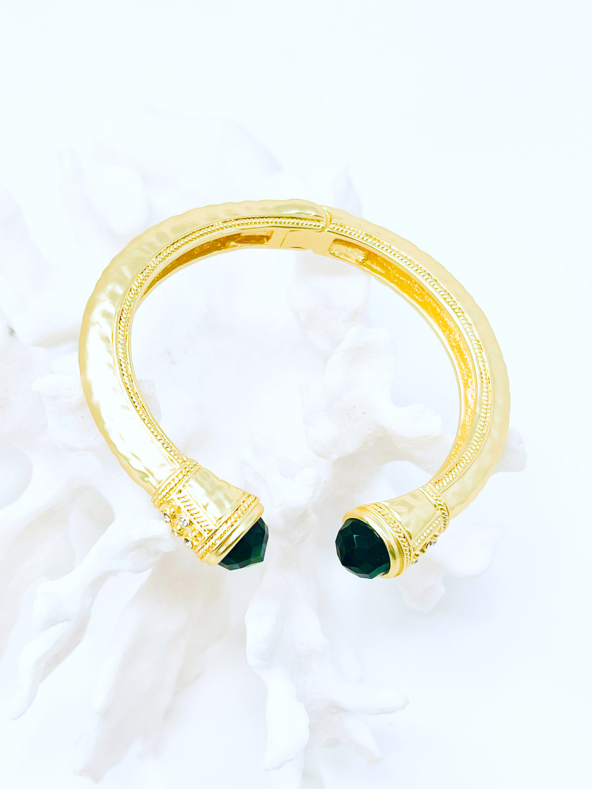 Gold Chunky Elegant Bracelet - Emerald-230 Jewelry-NYC/GS JEWELRY-Coastal Bloom Boutique, find the trendiest versions of the popular styles and looks Located in Indialantic, FL