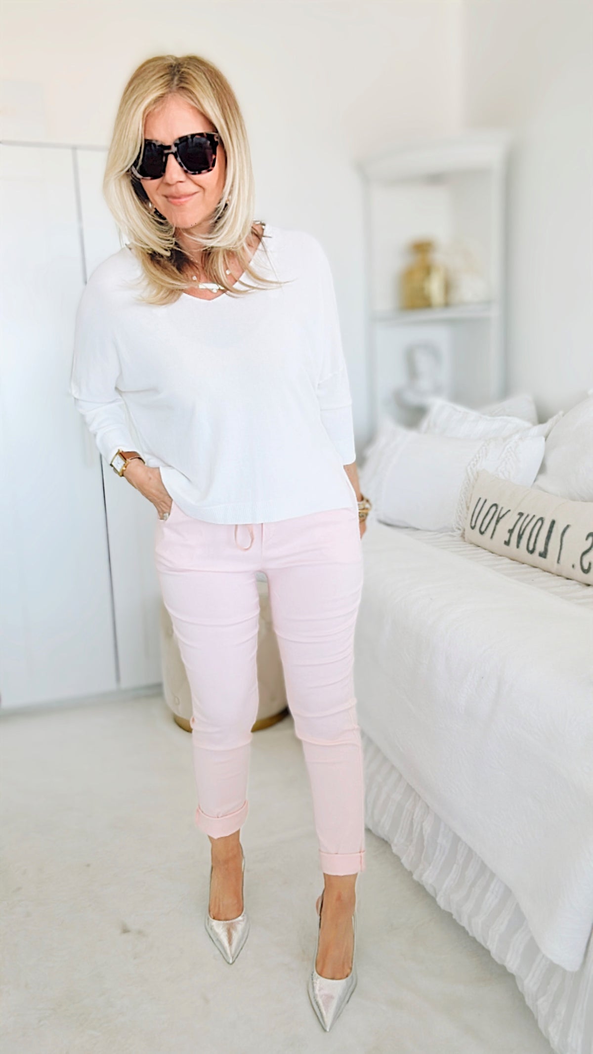 Love Endures Italian Jogger - Pastel Pink-180 Joggers-Yolly-Coastal Bloom Boutique, find the trendiest versions of the popular styles and looks Located in Indialantic, FL