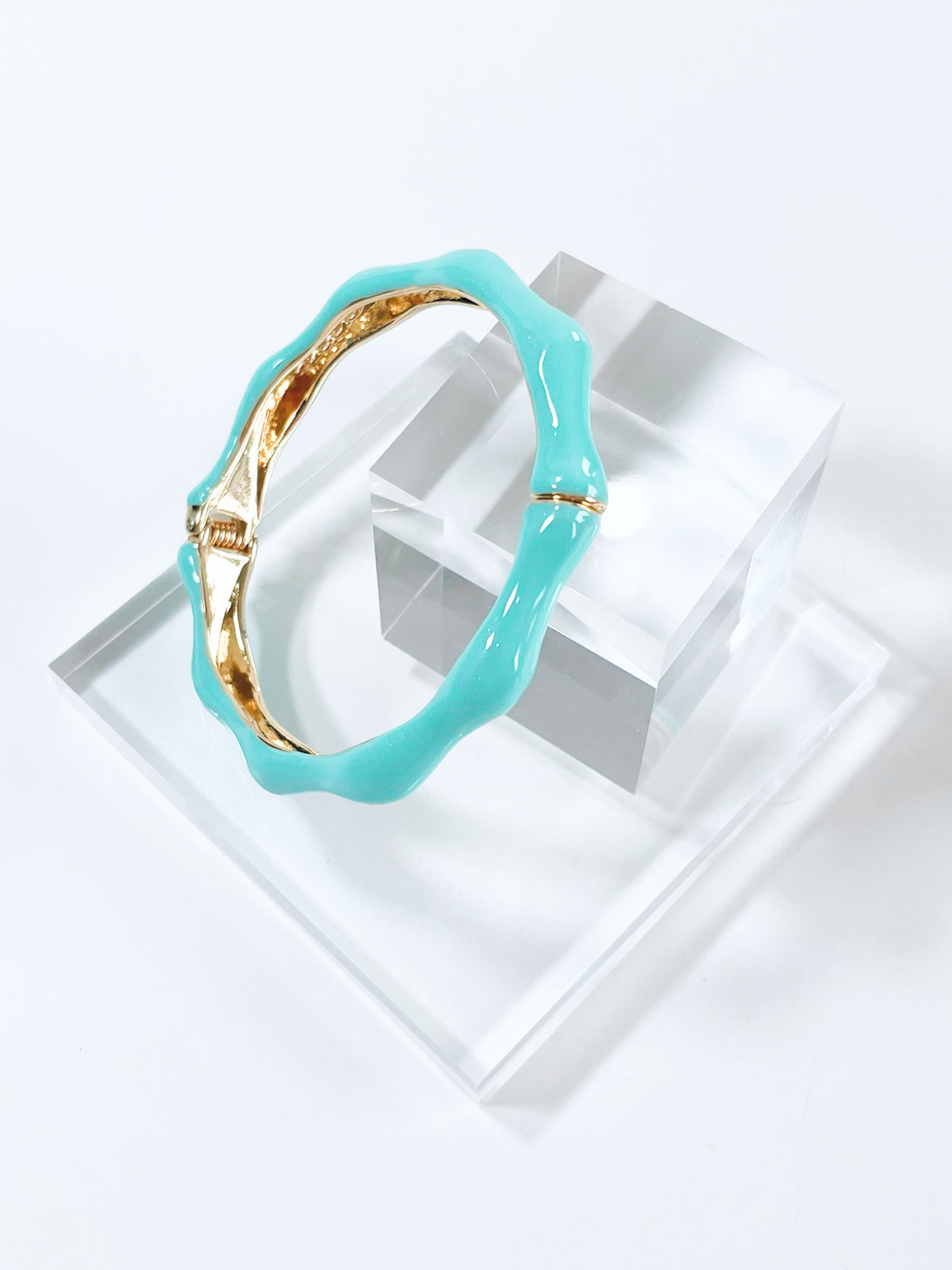 Enamel Bamboo Hinge Bracelet - Turquoise-230 Jewelry-Golden Stella-Coastal Bloom Boutique, find the trendiest versions of the popular styles and looks Located in Indialantic, FL