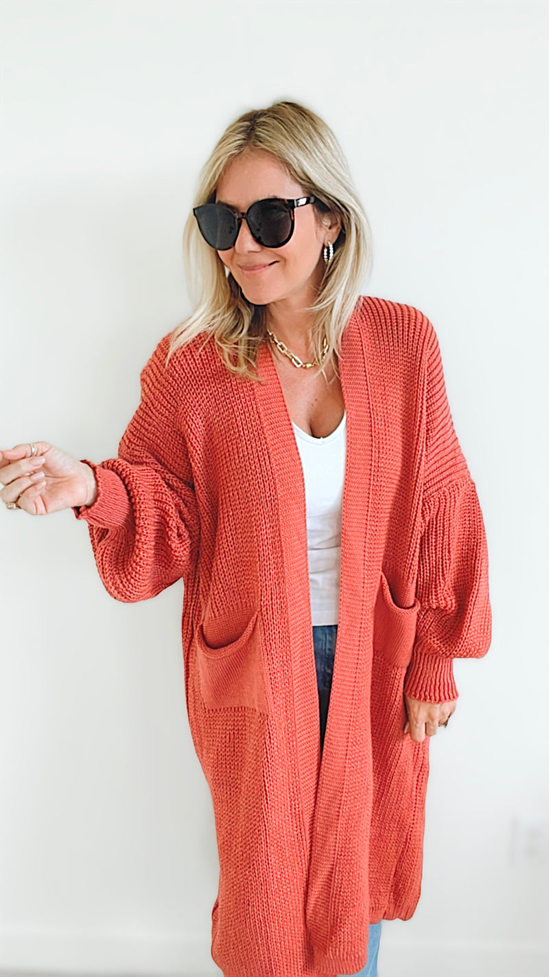 Sugar High Long Italian Cardigan - Rose-150 Cardigans/Layers-Yolly-Coastal Bloom Boutique, find the trendiest versions of the popular styles and looks Located in Indialantic, FL