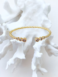 Crystal Trio Beaded Cuff Bracelet-230 Jewelry-Diamond Veneer-Coastal Bloom Boutique, find the trendiest versions of the popular styles and looks Located in Indialantic, FL