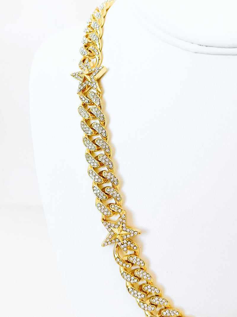 CZ Curved Cuban Star Necklace - Snap Clasp-230 Jewelry-Darling-Coastal Bloom Boutique, find the trendiest versions of the popular styles and looks Located in Indialantic, FL