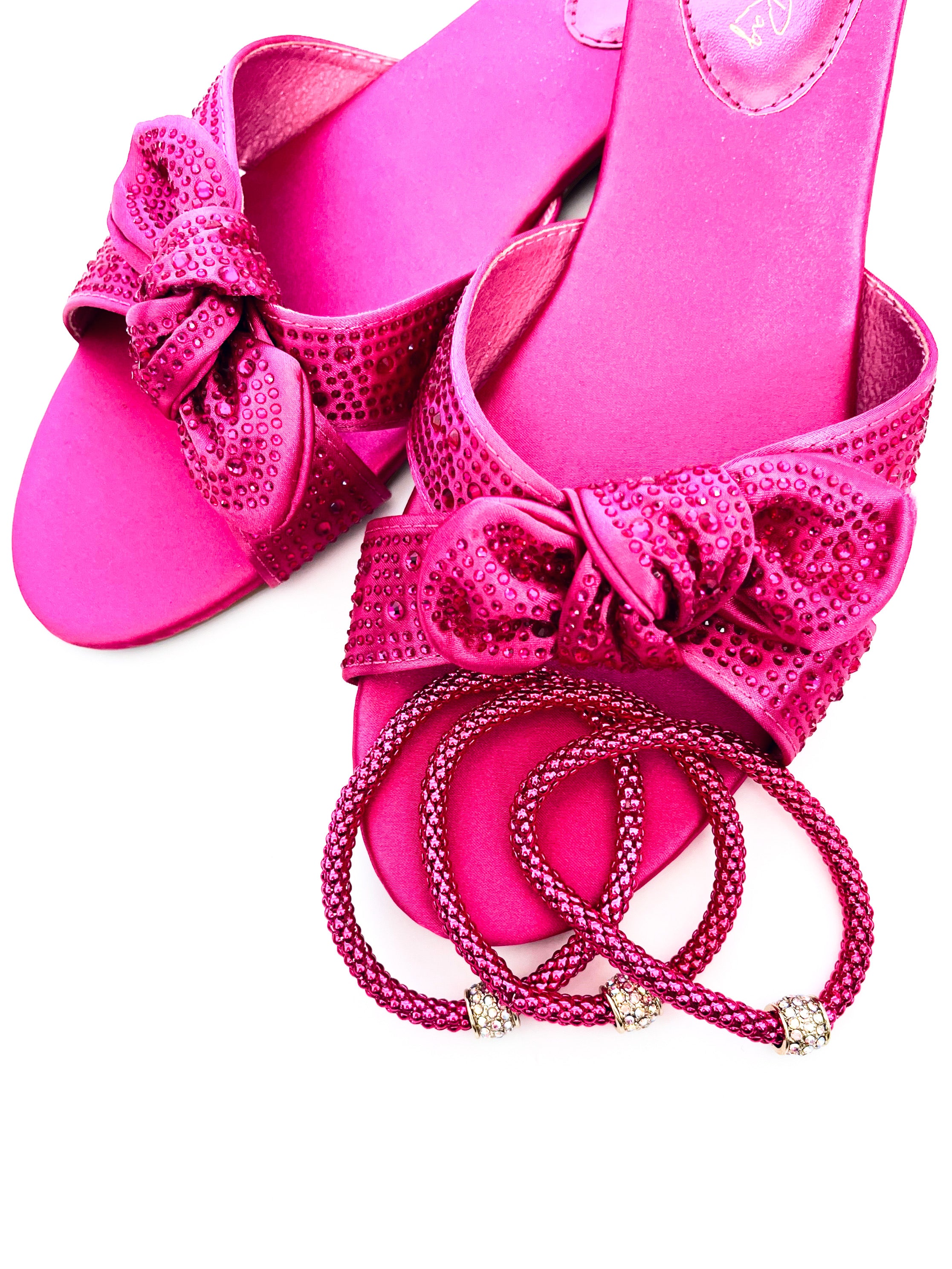 Satin Bow Flat Sandals - Fuchsia-250 Shoes-RAGCOMPANY-Coastal Bloom Boutique, find the trendiest versions of the popular styles and looks Located in Indialantic, FL