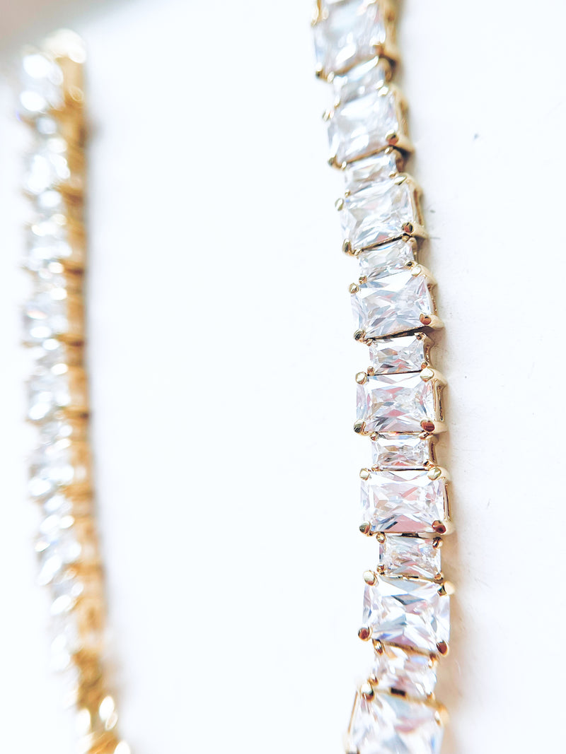 Jagged Baguette CZ Bracelet - Gold-230 Jewelry-Lordane-Coastal Bloom Boutique, find the trendiest versions of the popular styles and looks Located in Indialantic, FL