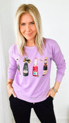Champagne Obsessed Sweatshirt - Lavender-130 Long Sleeve Tops-Why Dress-Coastal Bloom Boutique, find the trendiest versions of the popular styles and looks Located in Indialantic, FL