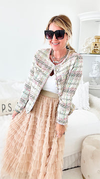 Stella Tiered Tulle Skirt - Latte-170 Bottoms-Taba Stitch-Coastal Bloom Boutique, find the trendiest versions of the popular styles and looks Located in Indialantic, FL