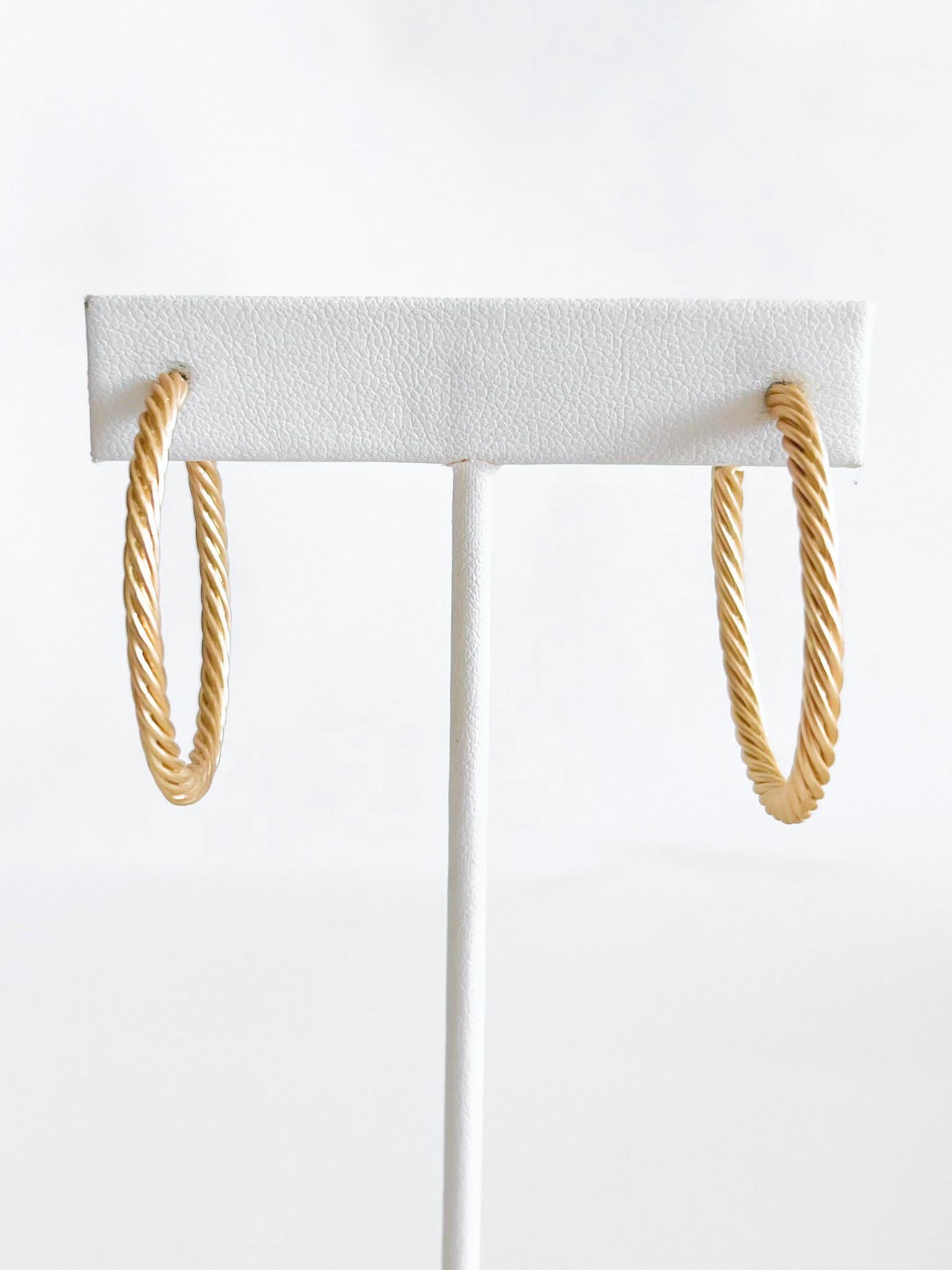 Matte Gold Twisted Rope Hoop Earrings-230 Jewelry-Golden Stella-Coastal Bloom Boutique, find the trendiest versions of the popular styles and looks Located in Indialantic, FL