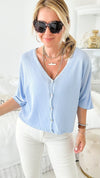 Effortless Button Up Sweater - Baby Blue-140 Sweaters-Yolly-Coastal Bloom Boutique, find the trendiest versions of the popular styles and looks Located in Indialantic, FL