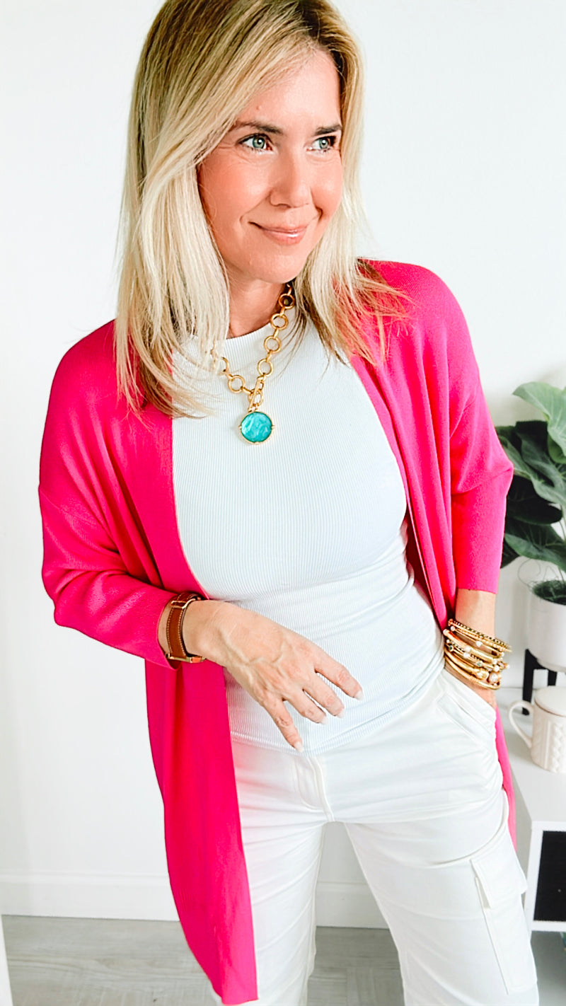 Tuesday Ribbed Italian Cardigan - Fuchsia-150 Cardigans/Layers-Yolly-Coastal Bloom Boutique, find the trendiest versions of the popular styles and looks Located in Indialantic, FL