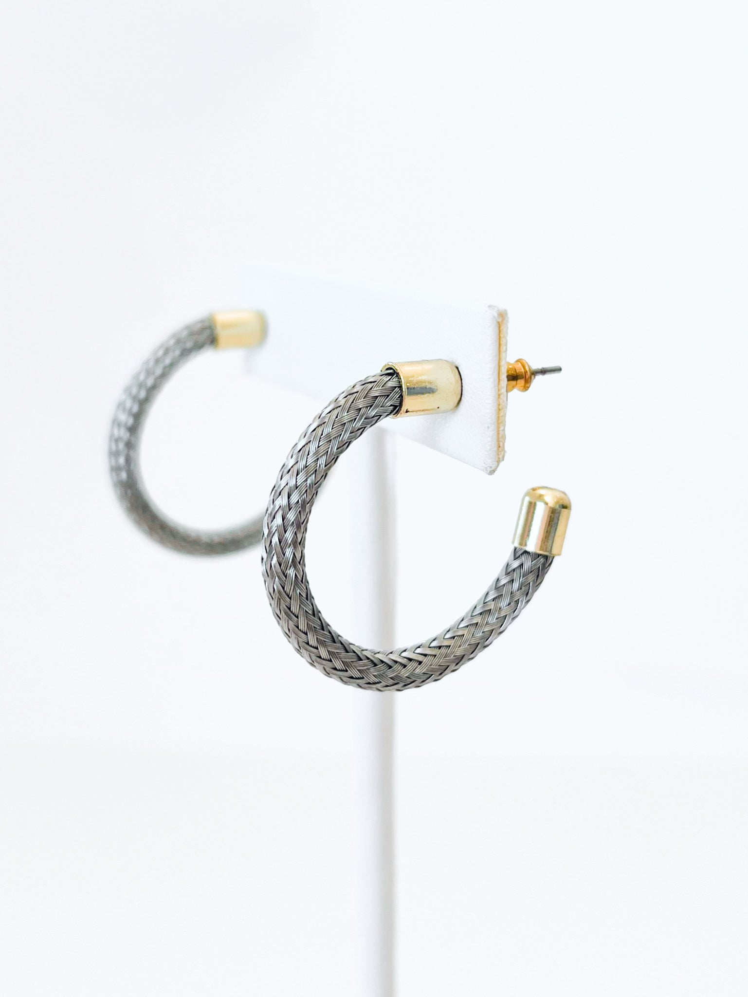 Wheat Two Tone Hoops-230 Jewelry-Golden Stella-Coastal Bloom Boutique, find the trendiest versions of the popular styles and looks Located in Indialantic, FL