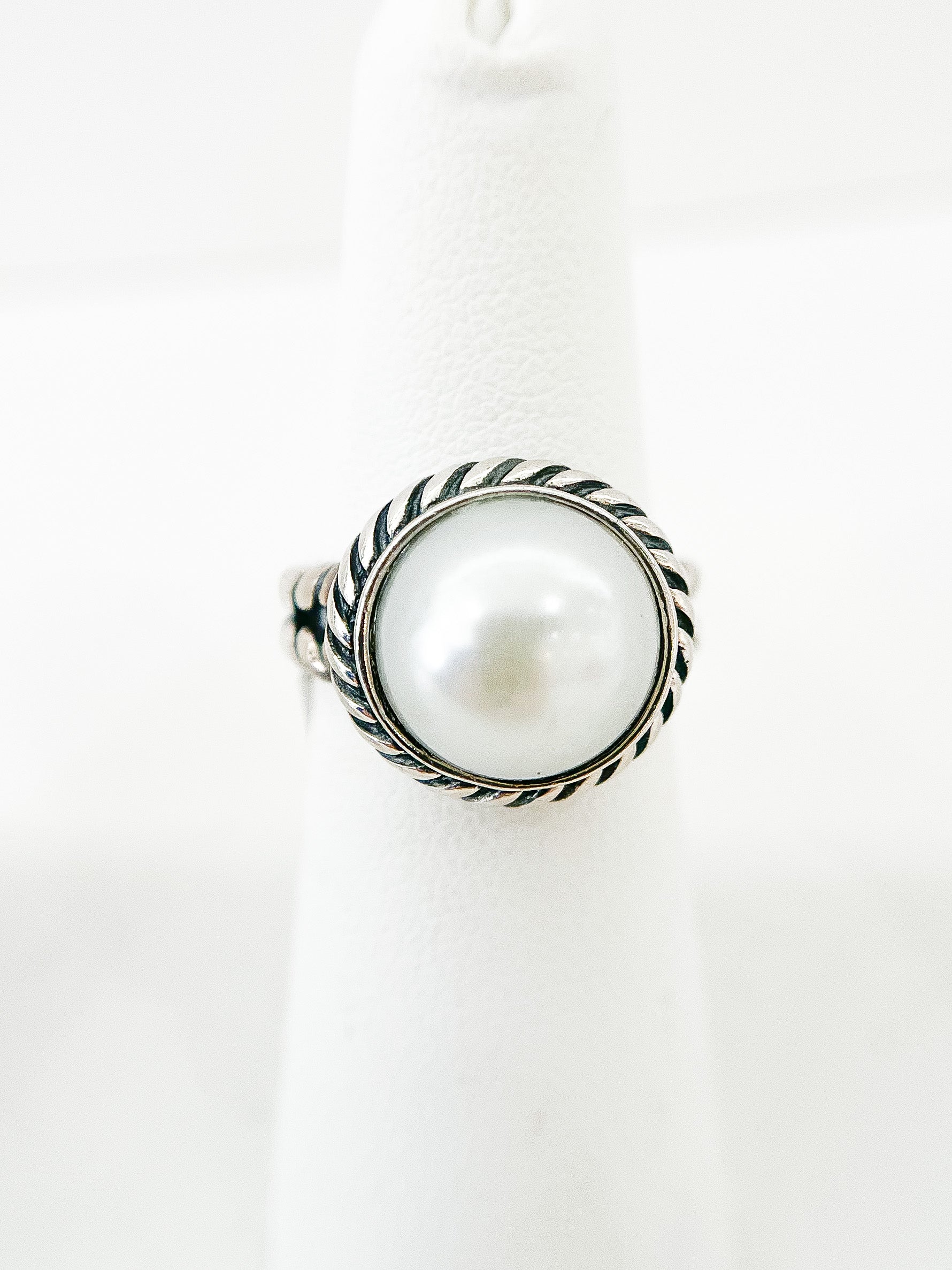 Sterling Silver Pearl Twist Halo Ring-230 Jewelry-Oriental Treasure-Coastal Bloom Boutique, find the trendiest versions of the popular styles and looks Located in Indialantic, FL