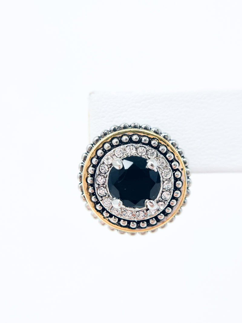CZ Halo Beaded Earrings - Black-230 Jewelry-Golden Stella-Coastal Bloom Boutique, find the trendiest versions of the popular styles and looks Located in Indialantic, FL
