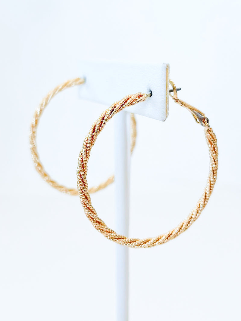 Twisted Rope Hoop Earrings Thin Set-230 Jewelry-Golden Stella-Coastal Bloom Boutique, find the trendiest versions of the popular styles and looks Located in Indialantic, FL