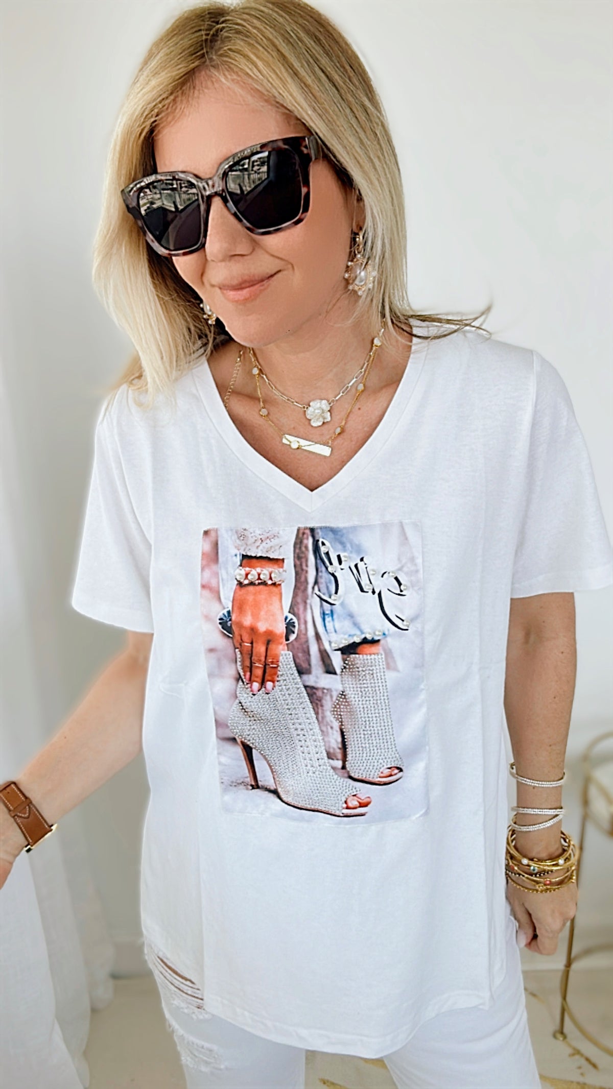 Blingy Boots Graphic Tee-120 Graphic-Helen's Heart-Coastal Bloom Boutique, find the trendiest versions of the popular styles and looks Located in Indialantic, FL