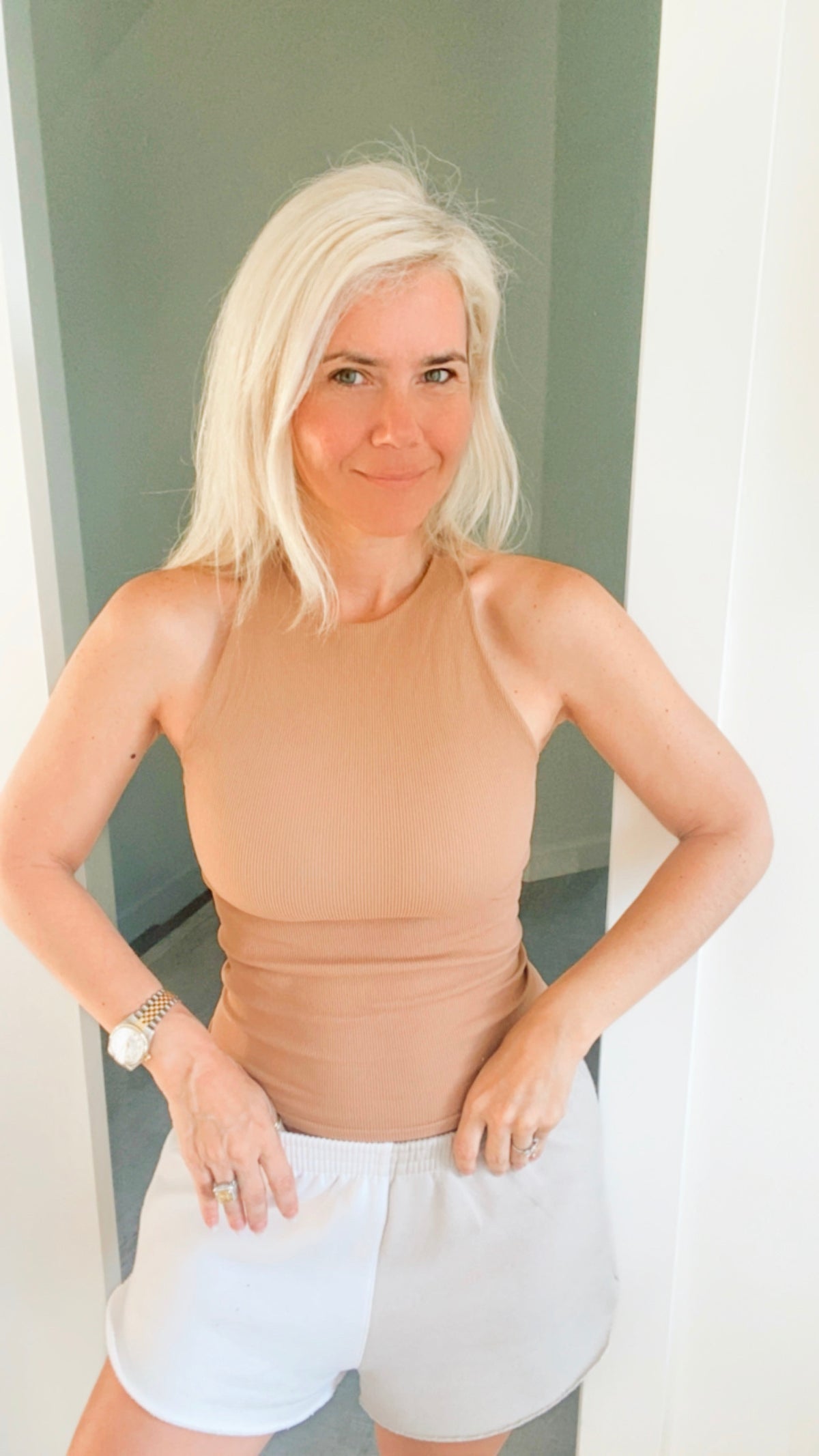 Brazilian Ribbed High Neck Built-In Bra Cami-220 Intimates-VZ Group-Coastal Bloom Boutique, find the trendiest versions of the popular styles and looks Located in Indialantic, FL