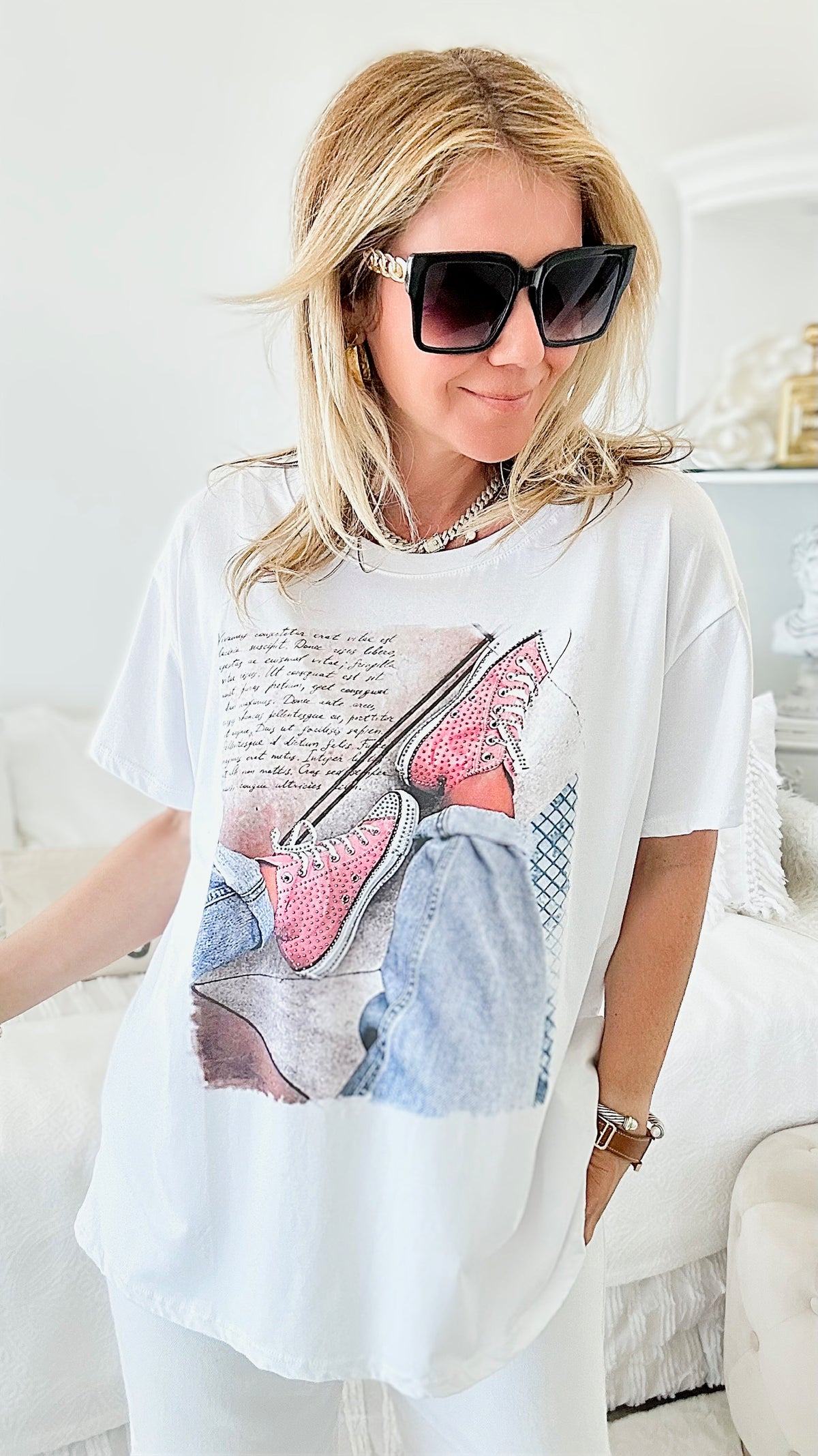 Italian Love My Chucks Graphic Tee-120 Graphic-Yolly-Coastal Bloom Boutique, find the trendiest versions of the popular styles and looks Located in Indialantic, FL