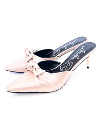 Satin Knot-Heeled Mule - Beige-250 Shoes-RagCompany-Coastal Bloom Boutique, find the trendiest versions of the popular styles and looks Located in Indialantic, FL