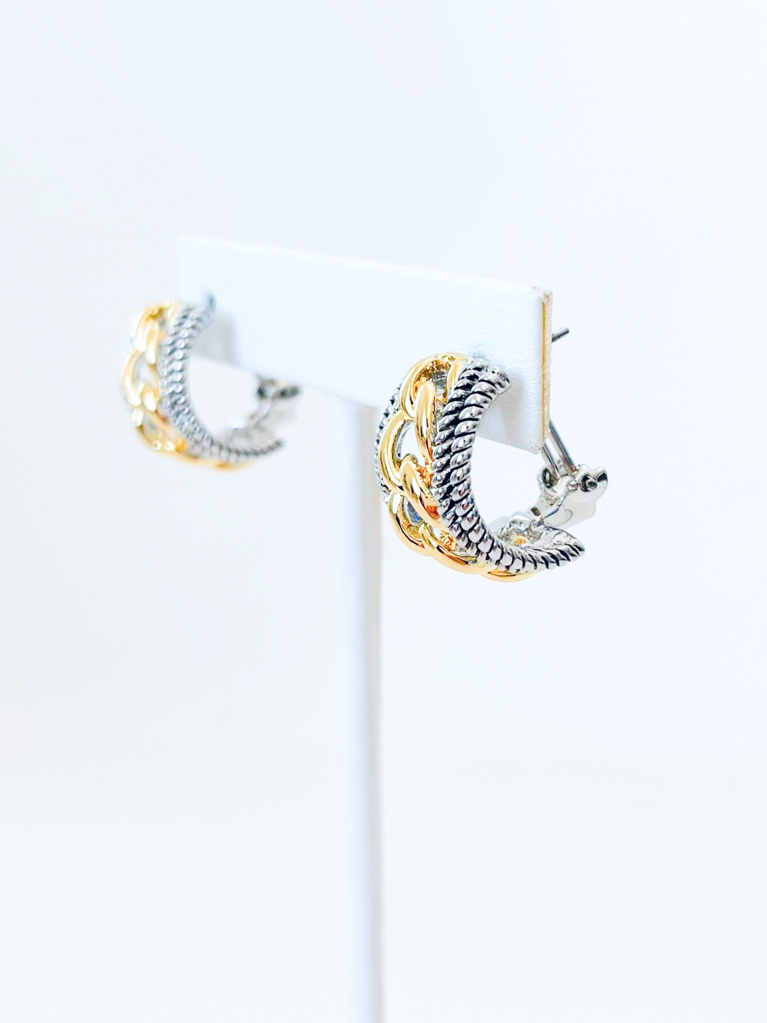 Cable Twist Half Hoops-230 Jewelry-Golden Stella-Coastal Bloom Boutique, find the trendiest versions of the popular styles and looks Located in Indialantic, FL