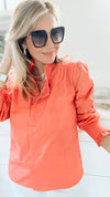 Wilshire Poplin Blouse - Light Coral-130 Long Sleeve Tops-MAZIK-Coastal Bloom Boutique, find the trendiest versions of the popular styles and looks Located in Indialantic, FL
