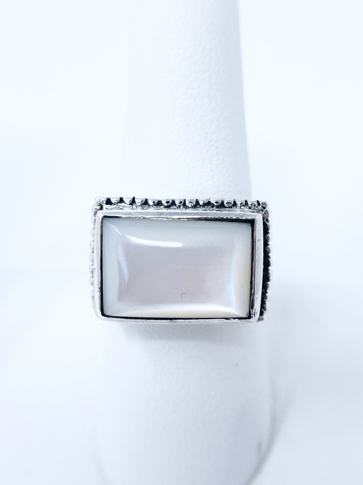 Sterling Silve Pearlescent Emerald Ring-230 Jewelry-Oriental Treasure-Coastal Bloom Boutique, find the trendiest versions of the popular styles and looks Located in Indialantic, FL