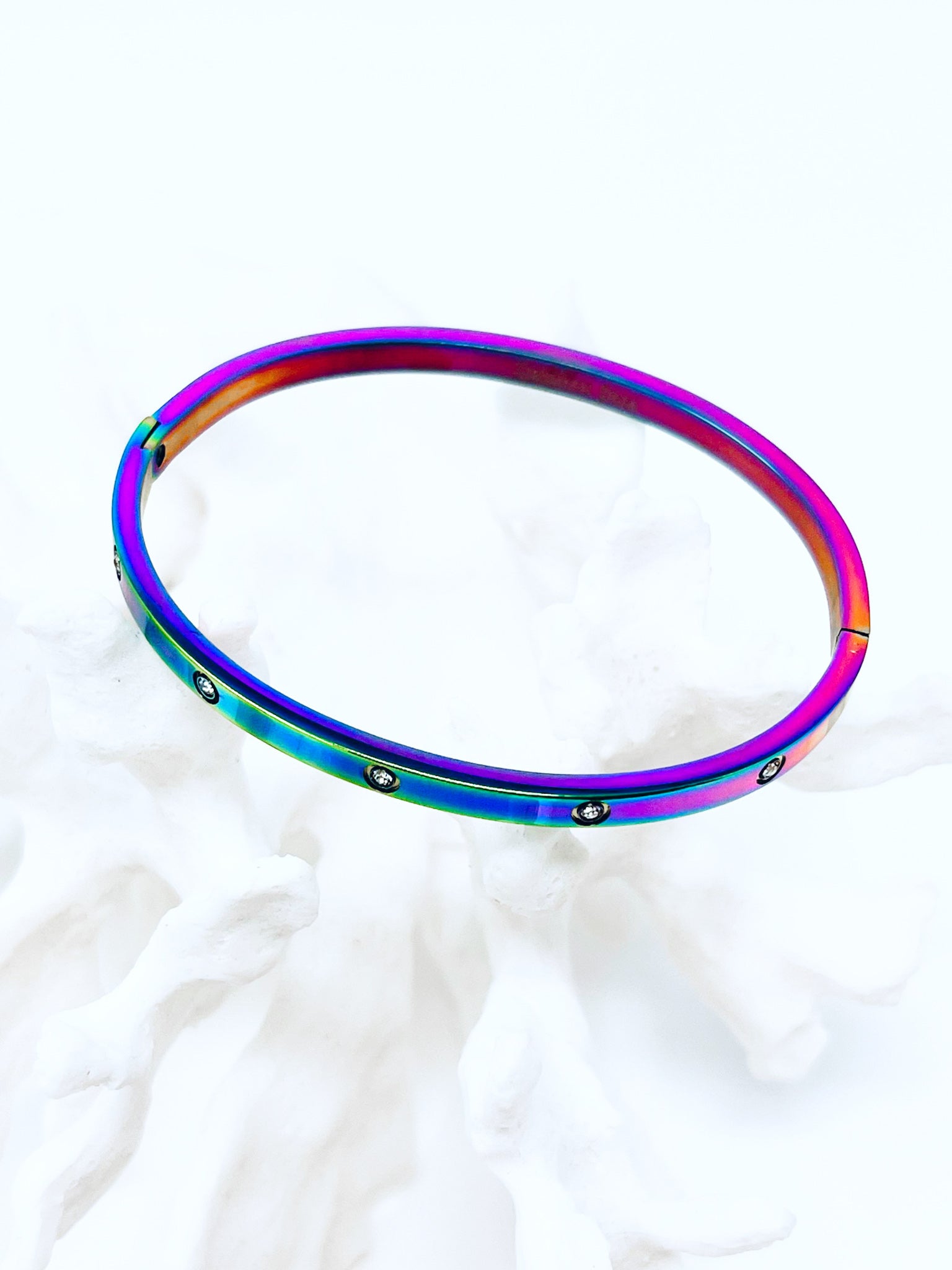 Thin Stainless Steel Stud Bracelet - Oil Spill-230 Jewelry-Wona Trading-Coastal Bloom Boutique, find the trendiest versions of the popular styles and looks Located in Indialantic, FL