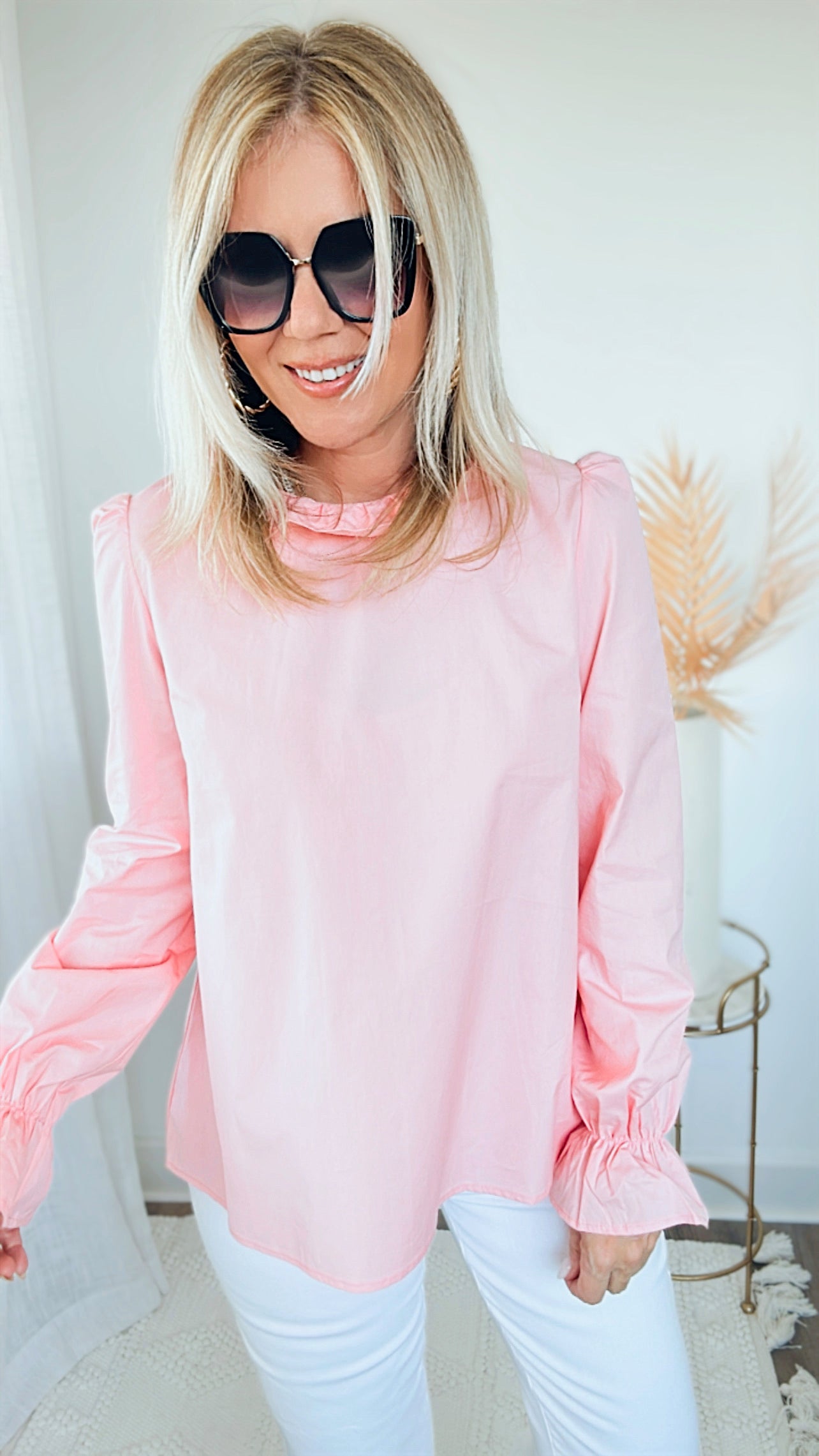 Feiler Blouse Top - Dusty Pink-130 Long Sleeve Tops-MAZIK-Coastal Bloom Boutique, find the trendiest versions of the popular styles and looks Located in Indialantic, FL