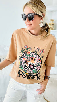 Fierce is Power Graphic Tee - Camel-120 Graphic-Yolly-Coastal Bloom Boutique, find the trendiest versions of the popular styles and looks Located in Indialantic, FL