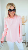 Feiler Blouse Top - Dusty Pink-130 Long Sleeve Tops-MAZIK-Coastal Bloom Boutique, find the trendiest versions of the popular styles and looks Located in Indialantic, FL