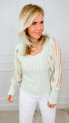 Limoncello Sheer Puff Sleeve Top-140 Sweaters-See and Be Seen-Coastal Bloom Boutique, find the trendiest versions of the popular styles and looks Located in Indialantic, FL