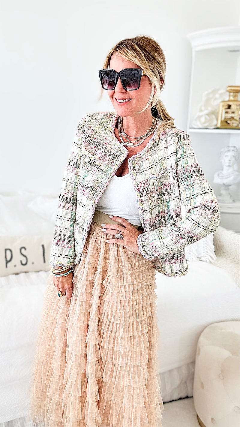 Stella Tiered Tulle Skirt - Latte-170 Bottoms-Taba Stitch-Coastal Bloom Boutique, find the trendiest versions of the popular styles and looks Located in Indialantic, FL