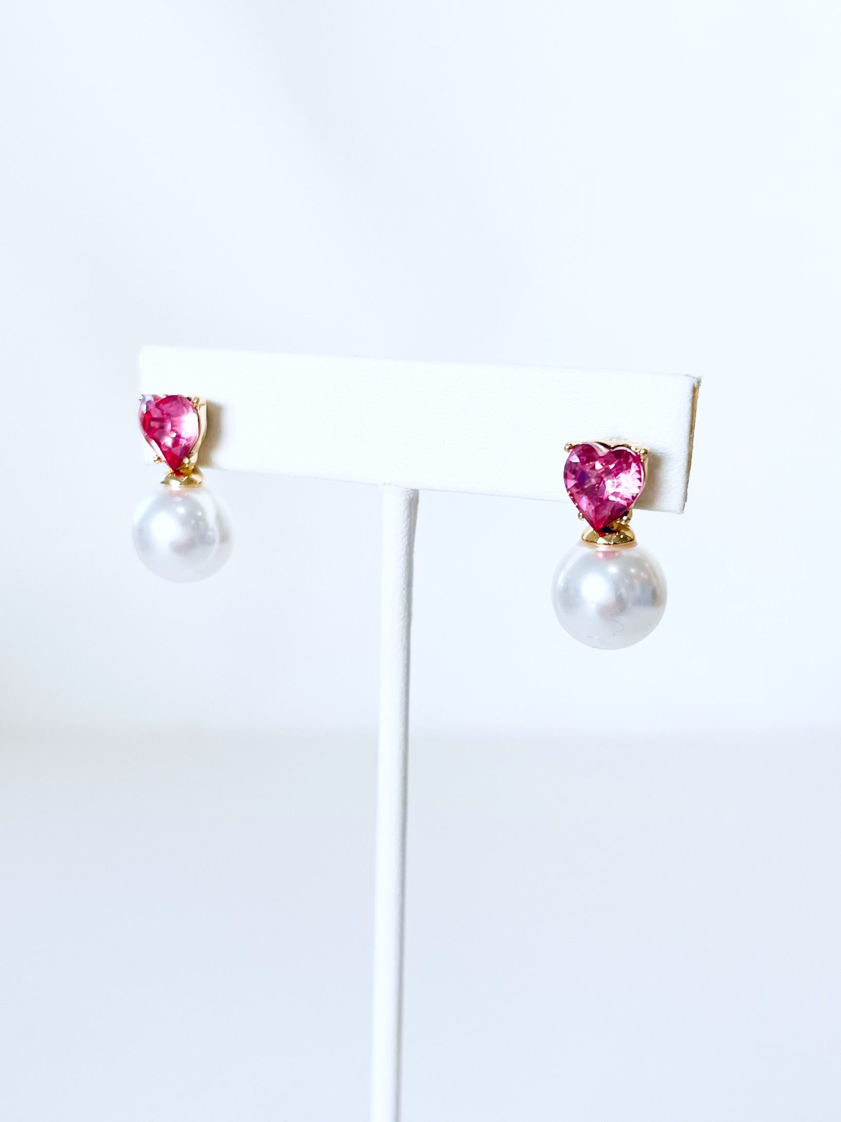 Heart & Pearl Dangle Earrings-230 Jewelry-Golden Stella-Coastal Bloom Boutique, find the trendiest versions of the popular styles and looks Located in Indialantic, FL