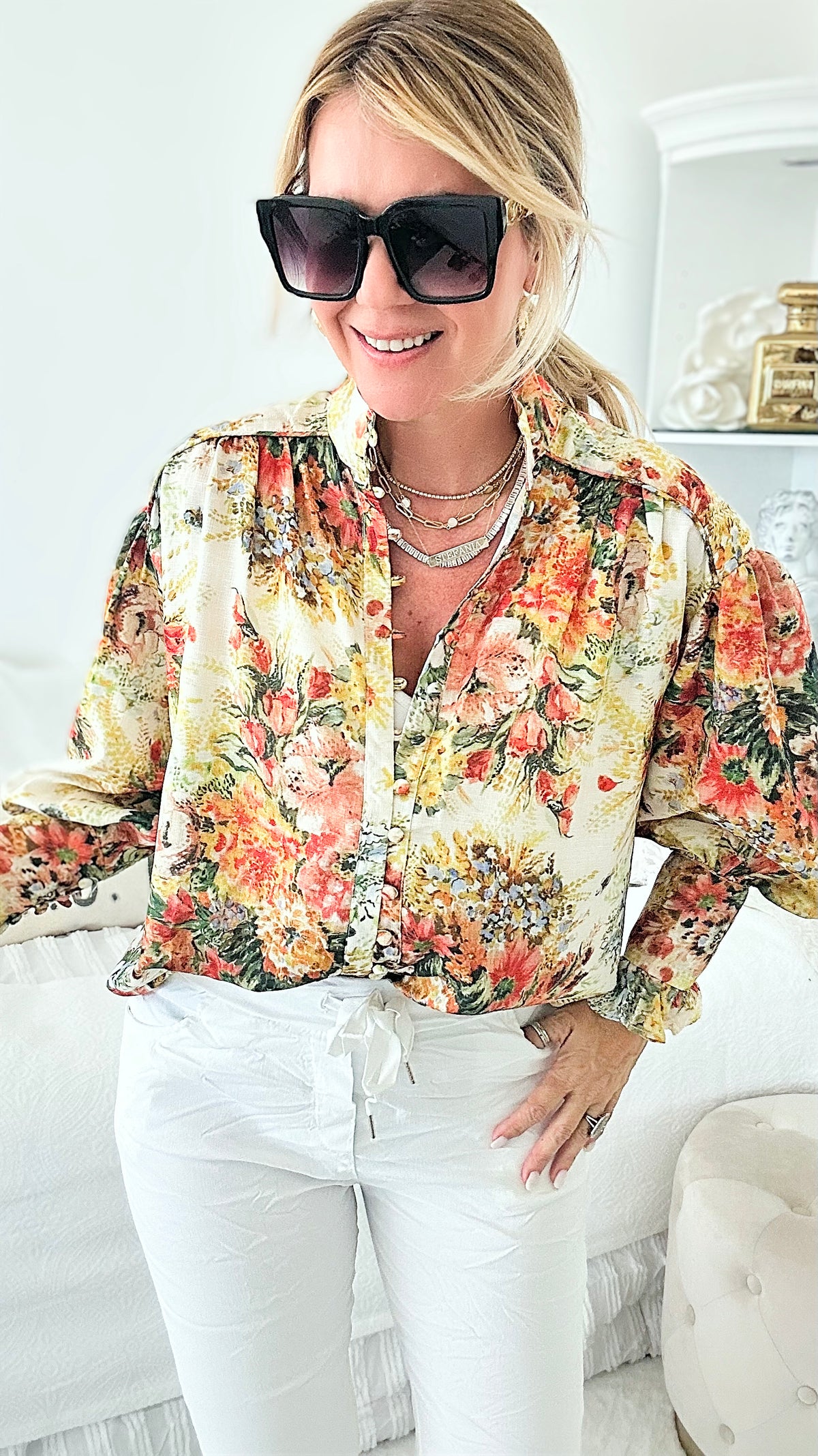 Floral Garden Long Sleeve Top-130 Long Sleeve Tops-JJ'S FAIRYLAND-Coastal Bloom Boutique, find the trendiest versions of the popular styles and looks Located in Indialantic, FL
